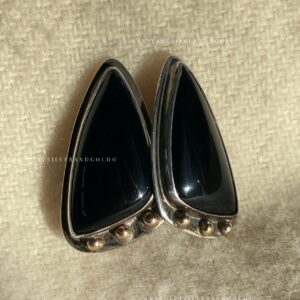 Sterling Silver Clip Earrings with Black Onyx